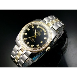 Suizo Tudor TUDOR Ocean Prince serie reloj de lujo 18K oro negro cara diamante automático mecánico doble calendario reloj de los hombres