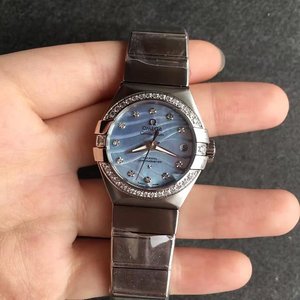 V6 Fábrica Omega Constellation Fritillary azul cara señoras reloj mecánico V6 Fábrica Omega Constellation Fritillary azul cara señoras reloj mecánico
