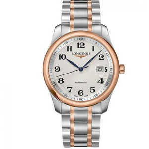V9 Reloj de fábrica Longines Master Series L2.793.5.79.7 Calendario de tres manos Rosa Oro Superficie Blanca