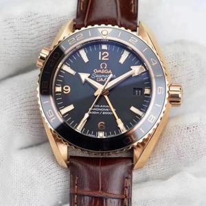 Omega XF Ocean Universe 43.5 mm de cuatro manecillas con función Gmt para ajustar el tiempo en que la manecilla de segundos pequeña puede detener el reloj con correa.