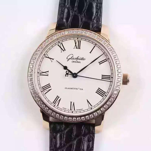 FK Glashütte Senator Series 1-39-59-01-02-04 Reloj mecánico para hombre Rose Gold Diamond Edition. - Haga un click en la imagen para cerrar