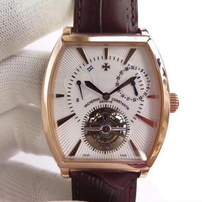 VC Vacheron Constantin B Malta Series Kinetic energy display single calendar manual winding tourbillon con cinturón de cocodrilo americano de doble cara (producido por TF) 