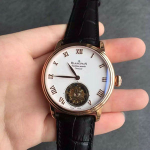 Blancpain Tourbillon Erotica katsella nousi kultatapauksessa valkoinen pinta, manuaalinen tourbillon mekaaninen liike