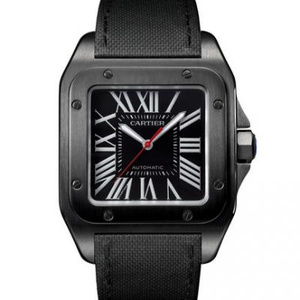 RB Cartier Santos Black Knight WSSA0006 vahvin alkuun replica Santos katsella markkinoilla Nylon hihna