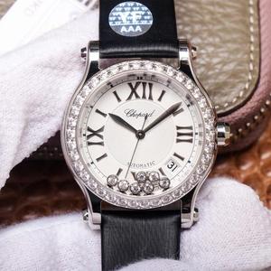 YF Chopard Happy Diamond 278559-3003 kello, timanttinaulaisten naisten mekaaninen kello, silkkihihna