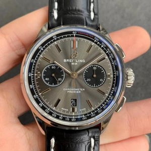 GF-tehdaskello Breitling Premier B01 -kellokello, automaattinen mekaaninen kronografiliike, nahkahihna, miesten kello.