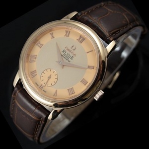 Omega Diefei Automatic Mechanical Transparent Leather Strap Roman Index Men's Watch 18K Gold