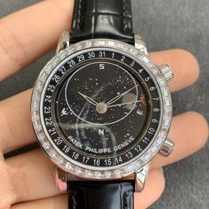 Boutique V2 päivitetty versio Patek Philippe Starry Sky Super Komplikaatio Chronograph Series 6104G-001 Pearl Tuo Sun Moon Star Boutique V2 päivitetty versio Patek Philippe Starry Sky Super Komplikaatio Chronograph Series 6104G-001 Pearl Tuo Sun Moon Star