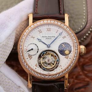 Patek Philippe (power star function tourbillon) manuaalisesti käämittävä mekaaninen alligaattori nahkavyö