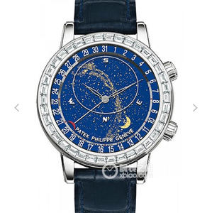 Top korkea jäljitelmä Patek Philippe Super Komplikaatio Chronograph Series 6104 Miesten Watch Set kanssa Swarovski Diamonds