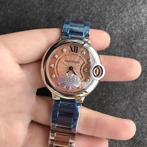 V6 Cartier Sininen Ilmapallo 33 Rose Gold Diamond Edition Kvartsi Hyvät watch