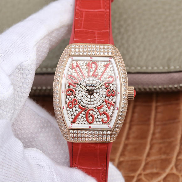 ABF Muller Franck Muller V32-sarjan hyvät katsella punainen silikoni hihna kvartsi liikkuvuutta - Sulje napsauttamalla kuva