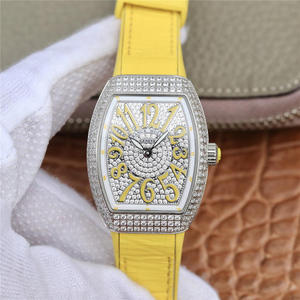 ABF Muller Franck Muller série V32 montre femme bracelet en silicone jaune mouvement à quartz