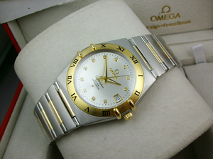 Montre mécanique automatique OMEGA Omega Constellation Series en or 18 carats pour homme (cadran blanc)