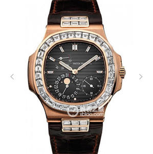 Patek Philippe série sportive Nautilus 5724 diamant rose or montre mécanique pour hommes.