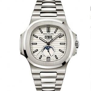 PF Patek Philippe Nautilus 5726/1A-010 montre mécanique pour hommes en phase de ceinture d’acier.