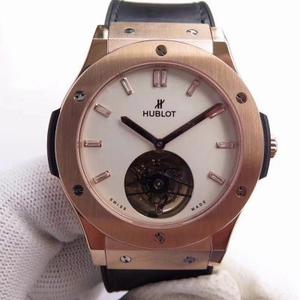 TF a produit Hublot Hublot Classic Fusion Tourbillon Belle vraie sangle de tourbillon Cowhide Montre homme