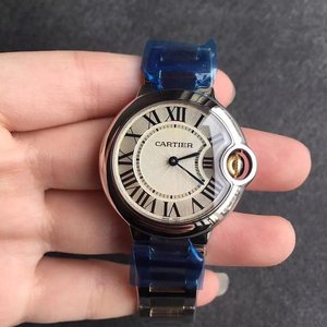 V6 Factory Cartier Blue Balloon Pink Face Quartz Ladies Watch Burning Blue Steel Needle
