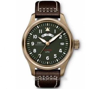 ZF fabriquait en usine le chasseur IWC Spitfire Pilot UTC Universal Time Bronze Watch "MJ271" Special Edition, (plaque verte).