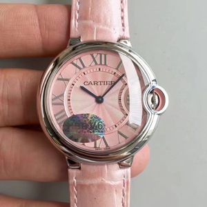 V6 Factory Cartier Blue Balloon Series (Medium 36MM) Swiss Quartz Women's Watch Pink