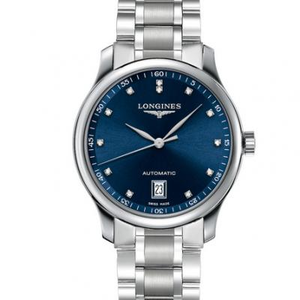 MKS Factory Longines Traditional Master Series L2.628.4.97.6 Blue Face Men's Mechanical Steel Band Watch With Diamonds