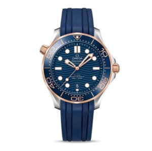 VS New Seamaster 300M Rose Gold Blue Surface Rubber Strap Automatic Mechanical Movement Men's Watch
