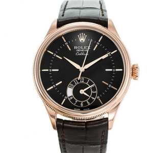 One to one replica Rolex Cellini 50525 black plate rose gold, dual time zone chronograph at 6 o'clock One to one replica Rolex Cellini 50525 black plate rose gold, dual time zone chronograph at 6 o'clock