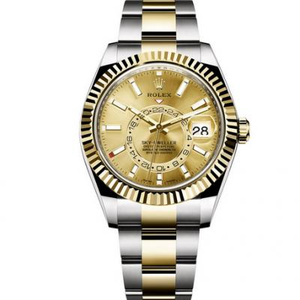 replica Rolex Oyster Perpetual SKY-DWELLER series m326933-0001 men's mechanical watch Watch 18k gold surface.