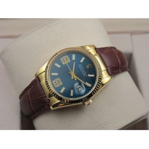 Swiss watch Rolex Rolex watch Datejust 18K gold leather casual fashion blue noodle digital scale men's watch Gold watch Swiss ETA movement