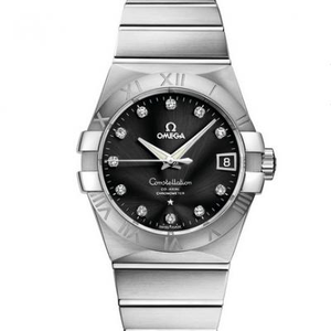 VS Omega Constellation 123.10.38.21.51.001 black dial diamond men's mechanical watch.