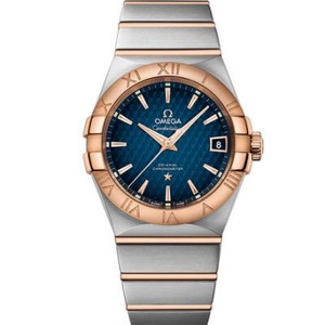 VS factory replica Omega Constellation series 123.20.38.21.02.007 rose gold blue face men's watch.