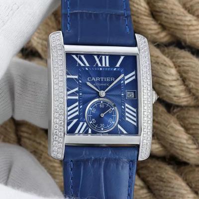 BF Factory Cartier Tank Series Diamond Andy Lau The Same Model Men's Mechanical Watch Blue Edition - Click Image to Close