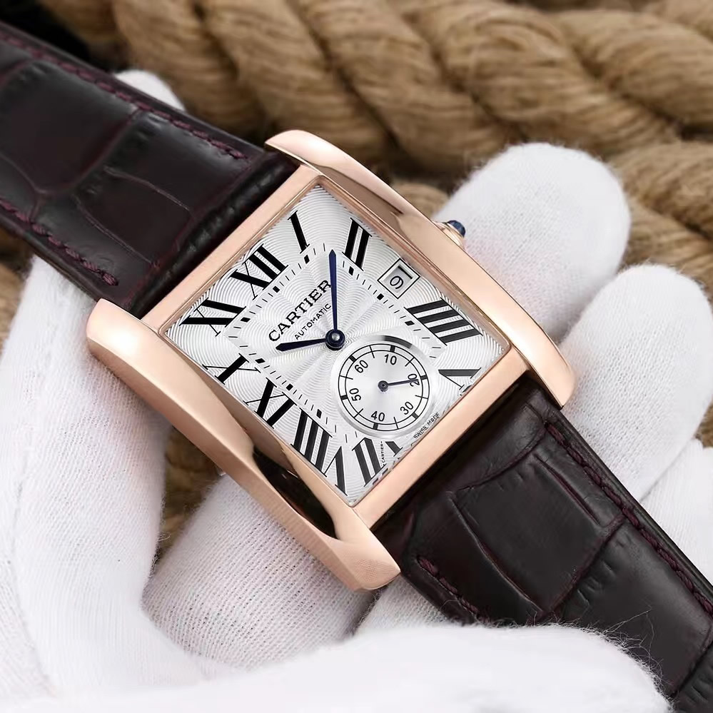 BF factory Cartier tank series Andy Lau's same mechanical men's watch rose gold case - Click Image to Close