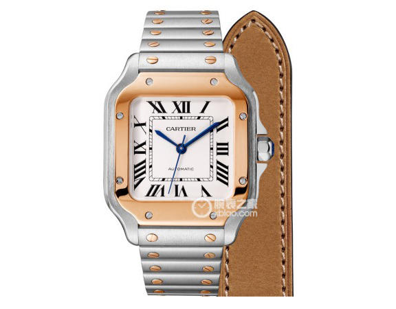 BV Cartier new Santos (women's clothing) Medium) Case: 316 material dial 18k rose gold watch. - Click Image to Close