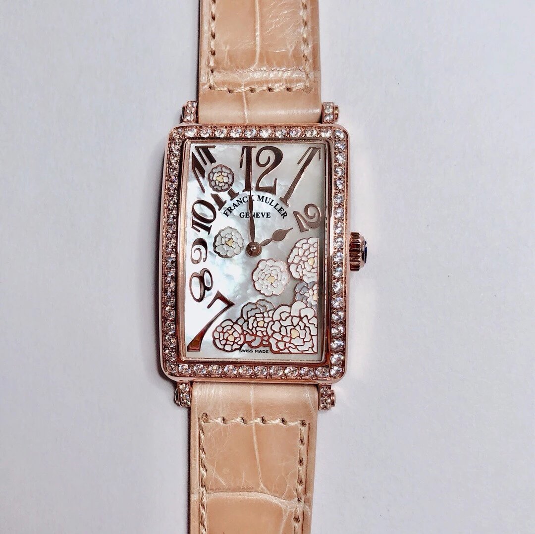 Franck Muller LONG ISLAND Long Island series of the most beautiful ladies quartz belt square watch enamel painted - Click Image to Close