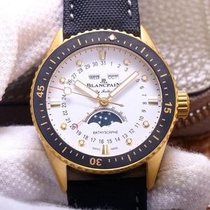 TW Blancpain Fifty Hunts Series 5054 Gold Blue Moon Phase Mechanical's Orologio