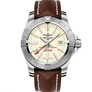 GF Factory Breitling Avenger II A3239011 World Time Watch (Avenger II GMT) quadrante bianco beige.