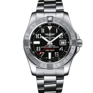 Incisione One-to-One Breitling Avengers Series A3239011 Orologio meccanico da uomo a quattro lancette GMT World Time con cintura in acciaio.