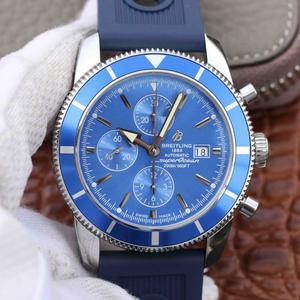OM Breitling Super Ocean Series Chronograph Uomo Mechanical Watch Rubber Band Blue Surface