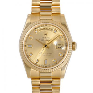 Rolex 118238A-83208, cassa in acciaio inox e orologio meccanico k placcato oro.
