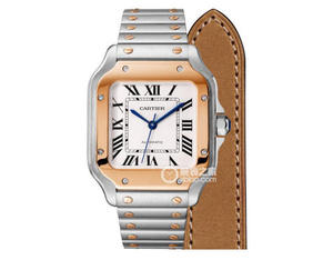 BVカルティエニューサントス（婦人服）ミディアム）ケース：316素材の文字盤18Kローズゴールドの時計。
