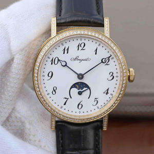 TW Factory Breguet Moon Phase Classic 9087BB/29/964 Heren Automatische Mechanische 18K Gold Diamond Watch .