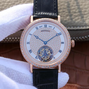 LH Breguet ultradun volledig diamanten tourbillon horloge 41x9.5mm handmatig mechanisch tourbillon uurwerk.