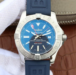 GF-fabriek speelt de tweede generatie Breitling Avenger A3239011 World Time Watch (GMT) model met blauwe wijzerplaat na