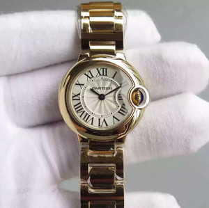 Cartier tijdloze blauwe ballon dameshorloge gouden horloge Zwitsers quartz uurwerk (klein 28,6).