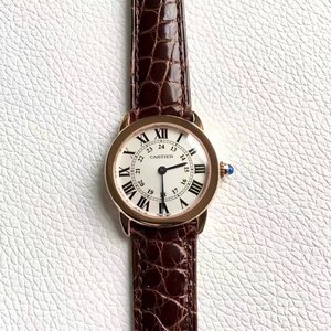 K11 fabrieksreplica Cartier London SOLO serie rose goud quartz horloge met krokodillenleer