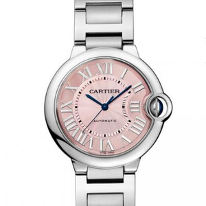 V6 factory v7 version one to one top replica Cartier blue balloon W6920041 pink face medium 33MM ladies mechanical pink face steel belt female watch