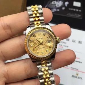 Taiwan Evergreen Women's 28mm Datejust, Bezel, White Mother-of-Pearl Dial, Crown Steel Band, 18K Gold Automatic Mechanical Movement