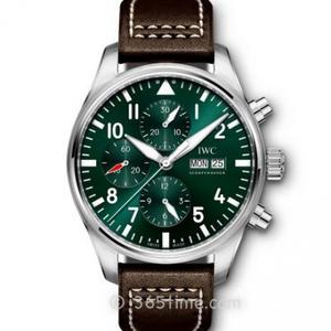 ZF IWC Pilot Chronograph Series IW377726 Green Face chronograaf mechanisch herenhorloge.