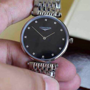 Longines Garland serie ultra-dunne kwarts zwart gezicht horloge, zowel mannen als vrouwen kunnen dragen